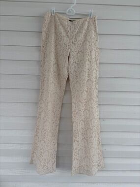 Vintage KORS Cream Lace Flare Pants • Boho Bridal Festival Statement Pants